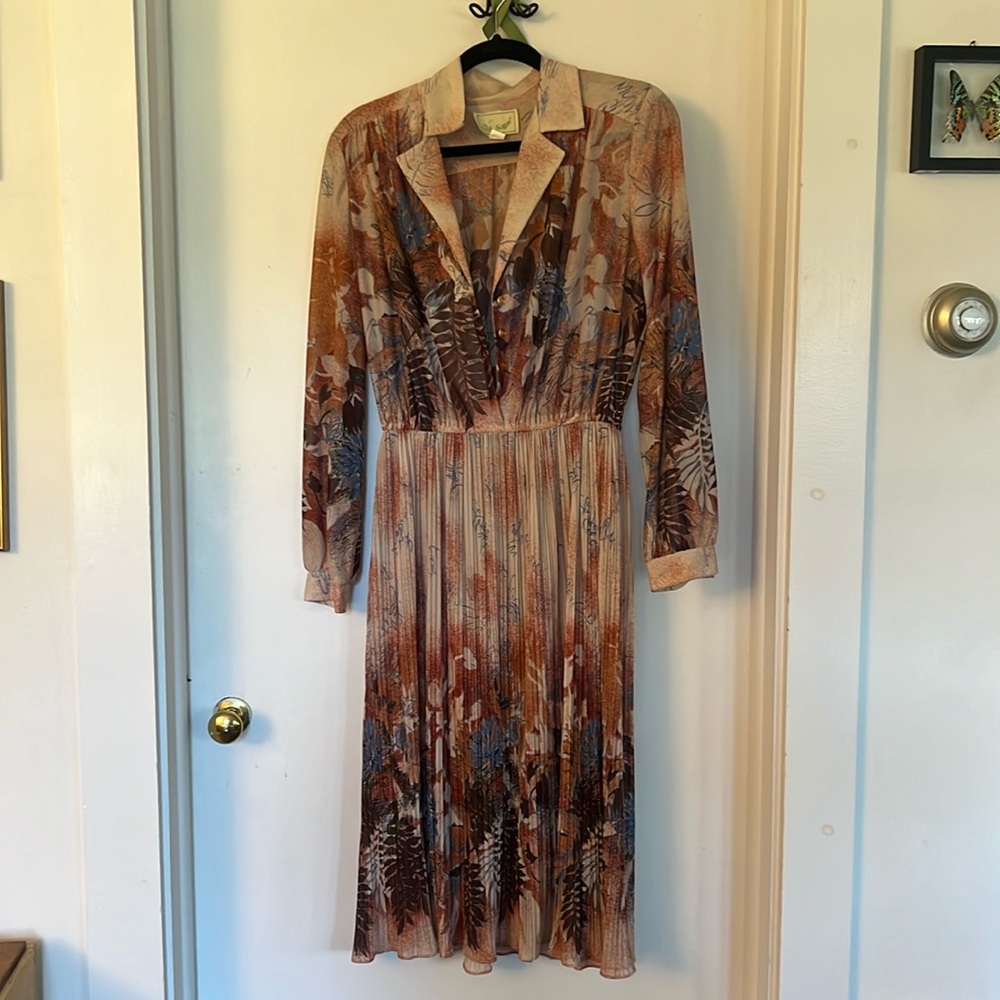 Sheer vintage brown dress, knee length